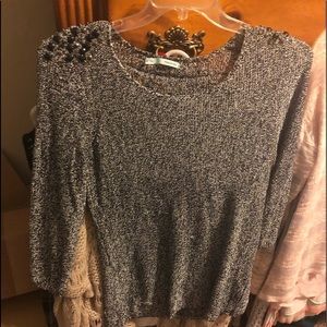 Black embellished 3/4 sleeve sweater